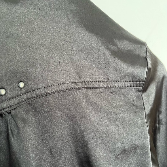 Vintage Y2K Plastic Black Satin-like Button-Up Shirt size small - Picture 5 of 5